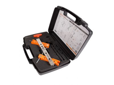Locinox Drillfix | Tool case with drilling jig for surface mounted locks and corresponding keeps