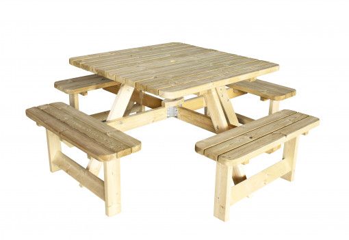 Picknicktafel Vierkant 40 mm dik bladmaat 115 x 115 cm