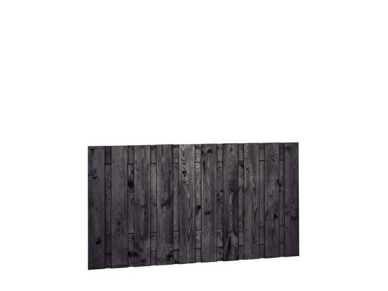 Zwart grenen tuinscherm | Breedte 180 cm | Hoogte 90 cm | 21 planken