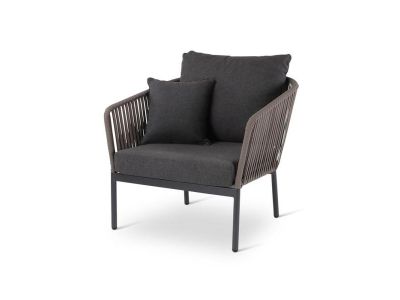 Loungestoel Clavo | alu antraciet | textileen taupe | incl kussens midnight grey