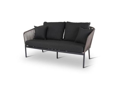 Loungeset Clavo | 2-zit | alu antraciet | textilene taupe | incl kussens midnight grey