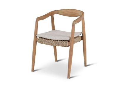 Tuinstoel Anais | teak naturel | beige weving | incl kussen crème