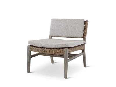 Loungestoel Naomi | teak grey | beige weving | incl kussens beige