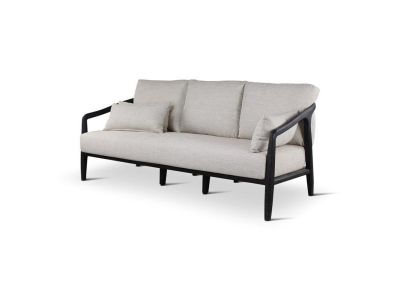 Loungeset Anais | 3-zit | teak ebony | zwarte weving | incl kussens grijs