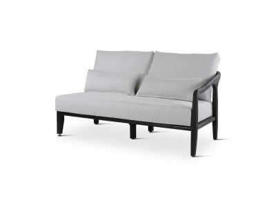 Loungeset Anais | zit rechts | teak ebony | zwarte weving | incl kussens grijs