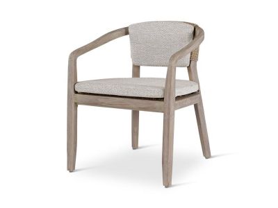 Tuinstoel Elisa | teak grey | beige weving | incl kussens beige