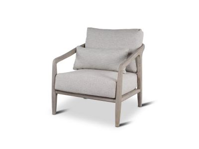 Loungestoel Anais | teak grey | beige weving | incl kussens beige