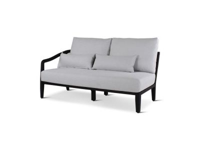 Loungeset Anais | zit links | teak ebony | zwarte weving | incl kussens grijs