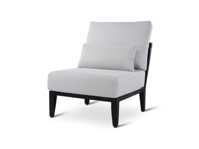 Loungeset Anais | center | teak ebony | zwarte weving | incl kussens grijs