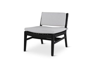 Loungestoel Naomi | teak ebony | zwarte weving | incl kussens grijs