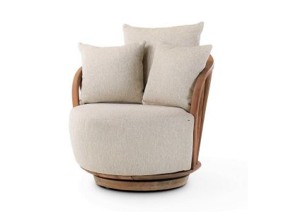Loungestoel Noel | teak naturel | incl kussens crème