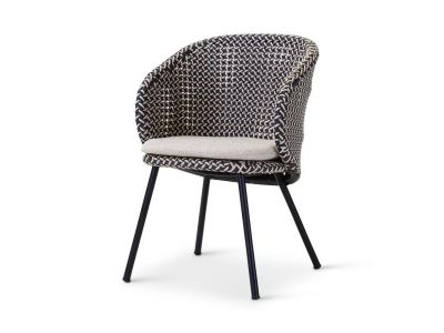 Tuinstoel Modesto | aluminium zwart | oyster weving | incl kussen crème