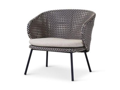 Loungestoel Modesto | aluminium zwart | oyster weving | incl kussen crème