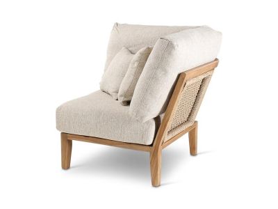 Loungeset Anais | hoek | teak naturel | naturel weving | incl kussens crème