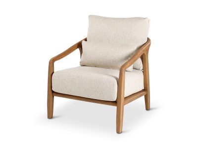 Loungestoel Anais | teak naturel | beige weving | incl kussens crème