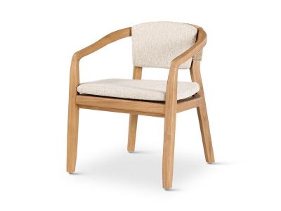 Tuinstoel Elisa | teak naturel | beige weving | incl kussens crème