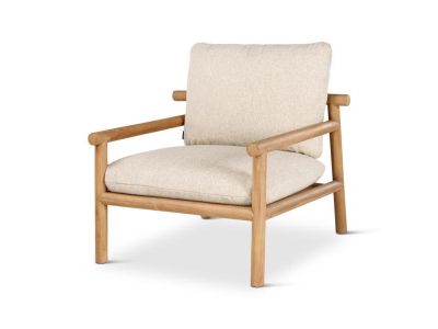 Loungestoel Kuro | teak naturel | incl kussens crème