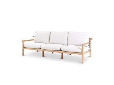 Loungeset Kuro | 3-zit | teak naturel | incl kussens crème