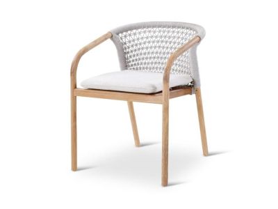 Tuinstoel Lugano | teak naturel | grijze weving | incl kussens clay