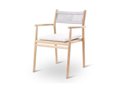 Tuinstoel Maloy | teak naturel | grijze weving | incl kussens clay