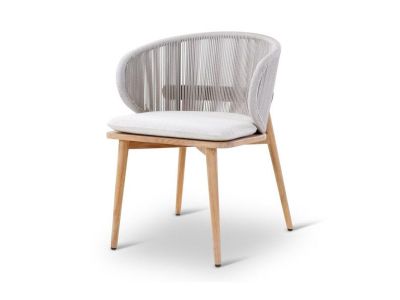 Tuinstoel Gabor | teak naturel | grijze weving | incl kussen clay