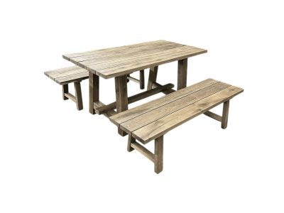 Outdoor Tuintafel Set | 160 x 80 cm | Massief Oud Eiken