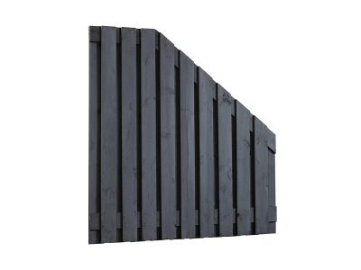 Zwart gespoten tuinscherm 21 planks Zwart verloop