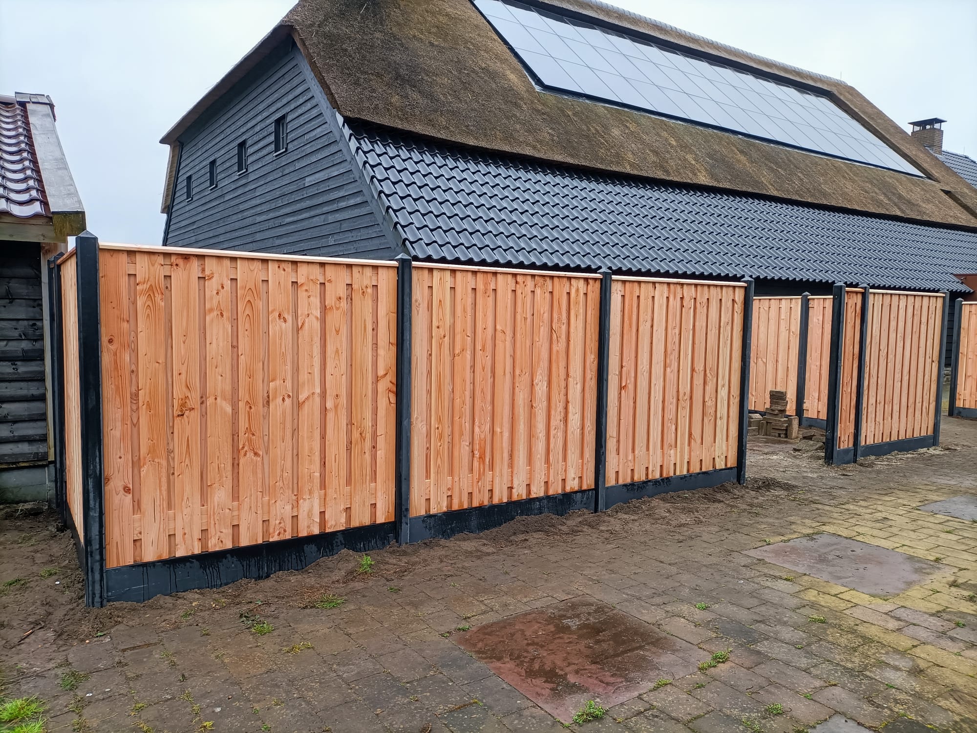 Douglas hout beton schutting